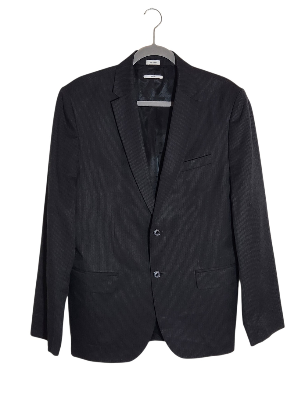 Calvin Klein Gray Slim Fit Blazer Black Pinstripe Size Large Flaw